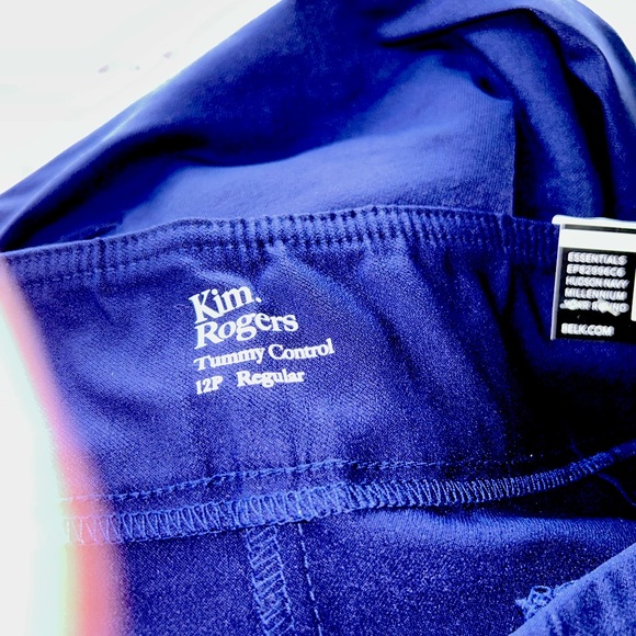 NWT Kim Rogers Pull-On with Tummy Control Navy Pants Size 12 PR Petite Reg - Picture 6 of 7